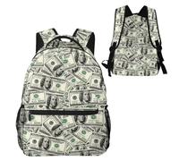 Anceky Sac à dos pour ordinateur portable avec motif de billet d'un dollar américain, sac à dos léger pour les trajets quotidiens avec auberge