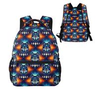 Anceky Sac à dos pour ordinateur portable Galaxy Wolf Ciel nocturne Espace Lune, résistant à l'eau, idéal pour le bureau