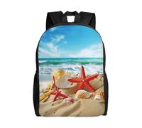 Anceky Sac à dos pour ordinateur portable homme, motif étoiles de mer et coquillages, idéal pour la plage et les voyages.
