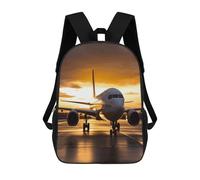 Anceky Sac à dos pour ordinateur portable résistant et mignon avec un avion au crépuscule, petit sac à dos pour moi
