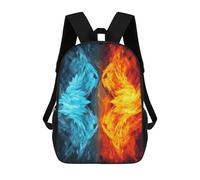 Anceky Sac à dos pour ordinateur portable, résistant et mignon, motif feu et glace, petit sac à dos pour homme