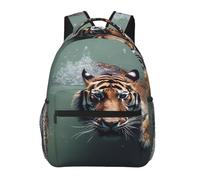 Anceky Sac à dos Tiger Swimming pour ordinateur portable 15,6 pouces, bleu, rose, décontracté, pour femme et homme
