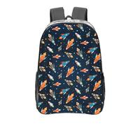 Anceky Sac à dos transparent en PVC avec motifs de vaisseaux spatiaux colorés et étoiles, idéal pour les voyages, le sport ou le travail, 40,6 cm