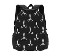 Anceky Sac à dos universitaire grande capacité, ciseaux de coiffeur noirs, sac à d