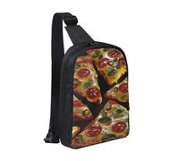 Anceky Sac bandoulière imprimé pizza 3D, sac de poitrine pour hommes, femmes et enfants, sac à bandoulière léger pour coureurs, randonnée, cyclisme, voyage