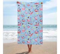 Anceky Serviette de Plage à séchage Rapide, Motif Flamant Rose, Serviette de Bain Cocktail, Grande Serviette de Plage absorbante pour la Maison, la Salle de Sport et Les Voyages, 79 x 130 cm