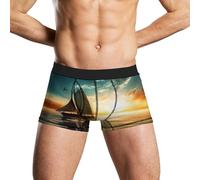 Anceky sous-vêtements pour Hommes, Motif Bateau sur l'océan, Boxer Respirant et évacuant l'humidité, sous-vêtements légers pour Hommes