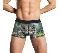 Anceky sous-vêtements pour Hommes Wolf on The Grass, Boxer Respirant et évacuant l'humidité, sous-vêtements légers pour Hommes