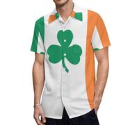 Anceky T-Shirt à Manches Courtes pour Homme, décontracté et Estival, avec imprimé Drapeau Irlandais et trèfles