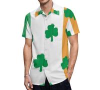 Anceky T-Shirt à Manches Courtes pour Homme, imprimé trèfles sur Le Drapeau Irlandais, décontracté, été