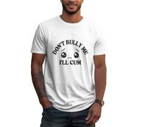 Anceky T-Shirt Blanc à col Rond imprimé « Ne m'intimidez Pas, Je Vais jouir » pour Homme