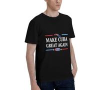 Anceky T-Shirt en Coton à Manches Courtes et col Rond « Make Cuba Great Again »