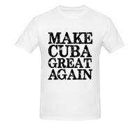 Anceky T-Shirt Unisexe à Manches Courtes et col Rond « Make Cuba Great Again 2 », Blanc, Style Classique.