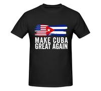 Anceky T-Shirt Unisexe à Manches Courtes et col Rond « Make Cuba Great Again », en Coton Noir, Style Classique.