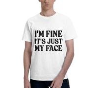 Anceky T-Shirts « Je Vais Bien, C'est Juste Mon Visage » à col Rond en Coton pour Hommes et Femmes