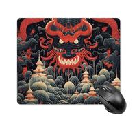 Anceky Tapis de Souris carré Demon avec Base en Caoutchouc antidérapant 18 x 22 cm