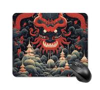 Anceky Tapis de Souris carré Demon avec Base en Caoutchouc antidérapant 25 x 30 cm