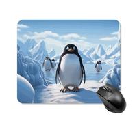 Anceky Tapis de Souris Pingouin Antarctique Glace, 20 x 25 cm d'épaisseur, Bords Cousus en Caoutchouc, Tapis de Souris carré imperméable avec Motif Mignon pour Jeux, Travail, Ordinateur, Bureau
