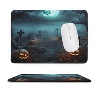 Anceky Tapis de Souris pour Ordinateur, pour Bureau et Maison, 20 x 24 cm, Petit cimetière de citrouilles d'horreur.
