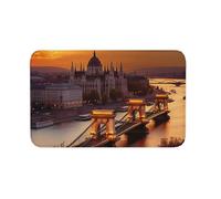 Anceky Tapis d'entrée extérieur/intérieur, Tapis de Sol « Coucher de Soleil à Budapest », de