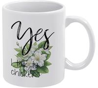 Anceky Tasse à café amusante en céramique 11 oz - Oui, je parle aux poulets - Tasse à café fantaisie pour femme, patron, ami, employé ou conjoint