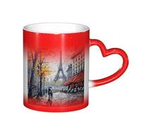 Anceky Tasse à café changeante de couleur avec impression de la tour Eiffel de la rue de Paris, tasse magique à changement de couleur, tasse à thé en céramique amusante et fantaisie, 11 oz, rouge