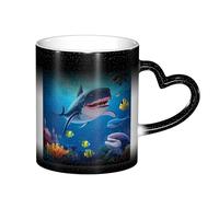 Anceky Tasse magique thermosensible à changement de couleur, 325 ml, motif animaux marins (requin, dauphin, pieuvre), en céramique, idéale pour un anniversaire ou Noël.