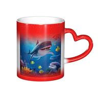 Anceky Tasse magique thermosensible à changement de couleur, 325 ml, motif animaux marins (requin, dauphin, pieuvre), en céramique, idéale pour un anniversaire ou Noël.