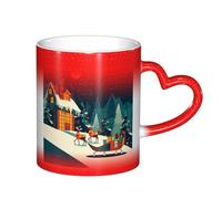 Anceky Tasse thermosensible à changement de couleur 325 ml (11 oz) - Mug à café avec le Père Noël et ses rennes - Mug en céramique humoristique à changement de couleur pour femmes et hommes