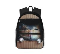 Anceky Un furet curieux jette un coup d'œil à travers un trou dans un sac à dos en carton compact et décontracté, sac à dos de voyage unisexe
