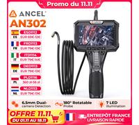 ANCEL AN302 Endoscope double caméra Endoscope articulé bidirectionnel avec 7 LED outil d'inspection HD multifonctionnel AN302