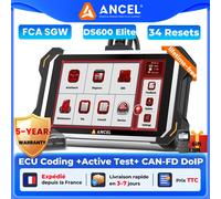 ANCEL DS600 Elite Scanner OBD2 bidirectionnel, outil de diagnostic complet du système avec plus de 34 services de réinitialisation, codage ECU, FCA SGW AutoAuth DS600 Elite
