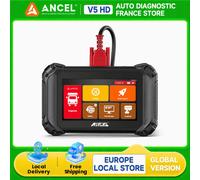 ANCEL V5 HD Outil de diagnostic pour camions lourds, commande bidirectionnelle, diagnostic tous systèmes, plus de 40 fonctions de réinitialisation, codage ECU, régénération DPF, scanner pour moteurs V