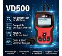 Ancel VD500 Scanner OBD2 - Diagnostic complet du système, réinitialisation ABS, huile, EPB - Outil de diagnostic automobile pour VW Bleu