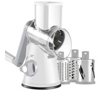 Ancevsk Râpe à fromage rotative, mandoline ronde manuelle avec 3 lames interchangeables, broyeur à noix pour pommes de terre, carottes, ail, noix (blanc)