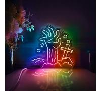 Ancfun Boîte à lumière LED Ghost of The Living Dead - Décoration murale - Décoration de bureau éclairée - Cadeau pour les amateurs d'horreur - Décoration d'Halloween (RVB et effet flux de couleur