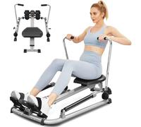 ANCHEER Machine à Rameur Hydraulique la Maison, 12 Niveaux de Résistance, écran LCD, Aviron Hydraulique, Pieds Antidérapants, Siège Confortable, Max：220 Ibs