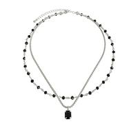 Anchor Chain Fashion Luxury Black Crystal Glass Perle Chain Collier pour Femmes Collier de Collier de Verrouillage de Fleur de Fleur de Fleur Développement de la chaîne