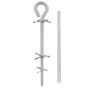 Anchor de pieu de Chien Stable Robuste en métal, ancrage au Sol spiralé en Acier Inoxydable 304 antirouille avec Pivot à 360° et système Anti-emmêlement (M, Argent)