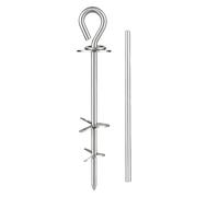 Anchor de pieu de Chien Stable Robuste en métal, ancrage au Sol spiralé en Acier Inoxydable 304 antirouille avec Pivot à 360° et système Anti-emmêlement (S, Argent)