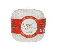 Anchor Freccia Fil à crocheter 100% coton Épaisseur 6 mm, Coton, 07901 Weiß, Blanc