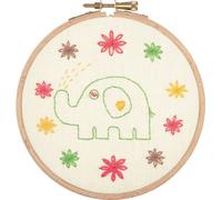 Anchor Freestyle Kit de broderie avec cercle à broder "Best Friends Collection Lin Elefantenbaby", pré-imprimé, Diam 12cm