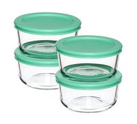 Anchor Hocking Lot de 8 récipients alimentaires ronds en verre avec couvercles Snugfit sans BPA, passent au four, au micro-ondes, au réfrigérateur et au congélateur
