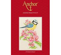 Anchor Kit de point de croix : Starter : mésange bleue et fleurs, multicolore, 23 x 16 cm
