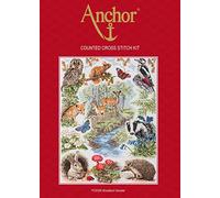 ANCHOR Kit Point de Croix : Essentials : Woodland Sampler, Multi, 40 x 30 cm, Multicolore, 40 x 30cm