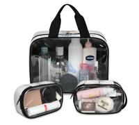 Anchor - Lot de 3 grandes trousses de maquillage translucides en forme d'étoile de mer corail pour homme et femme, grande trousse de toilette, motif ancre de mer, couleur, L, Trousse de maquillage