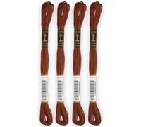 Anchor - Lot de 4 échevettes Stranded Cotton Mouliné | 100% coton | Fil à Broder, point de croix, canevas | Couleur marron | Ref 4635000-4EA_00358