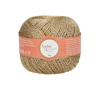 Anchor - Metallic Fine | Fil à crocheter métallique doré | Pelote de 25g environ 250m | Idéal pour créations raffinées | Haute qualité | Compatible crochet et tricot | Lavable en machine | Coloris 300