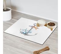 Anchor Tapis d'alimentation en forme d'étoile de mer pour chat et chien Tapis de nourriture absorbant Nti-Slip Contiennent les déversements Protège les sols Set de table 30,4 x 50,8 cm