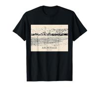 Anchorage Alaska Vintage Skyline Dessin T-Shirt